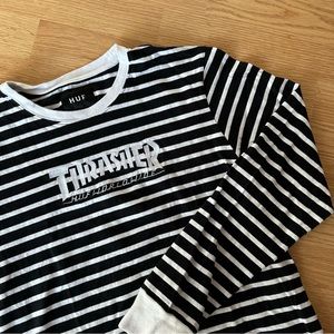 THRASHER X HUF “TOUR DE STOOPS” 2016 STRIPED LONG SLEEVE